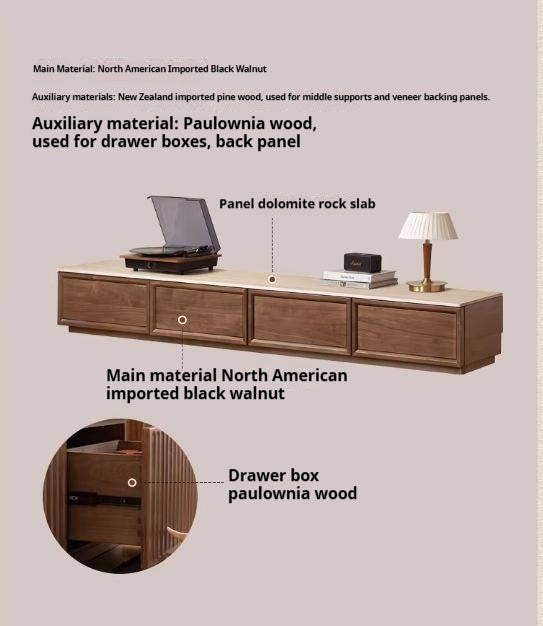 Black Walnut, Oak Solid Wood Floor Standing Antique Slab Design TV Cabinet