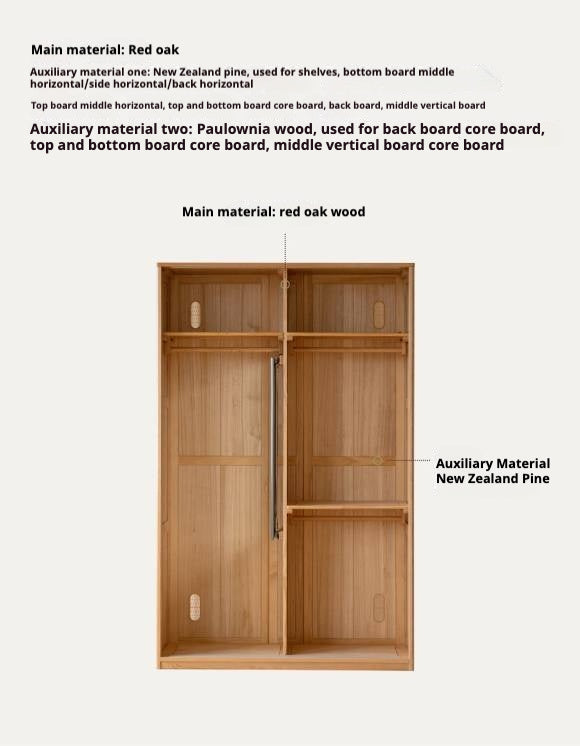 Oak Solid Wood Wardrobe Sliding Door.