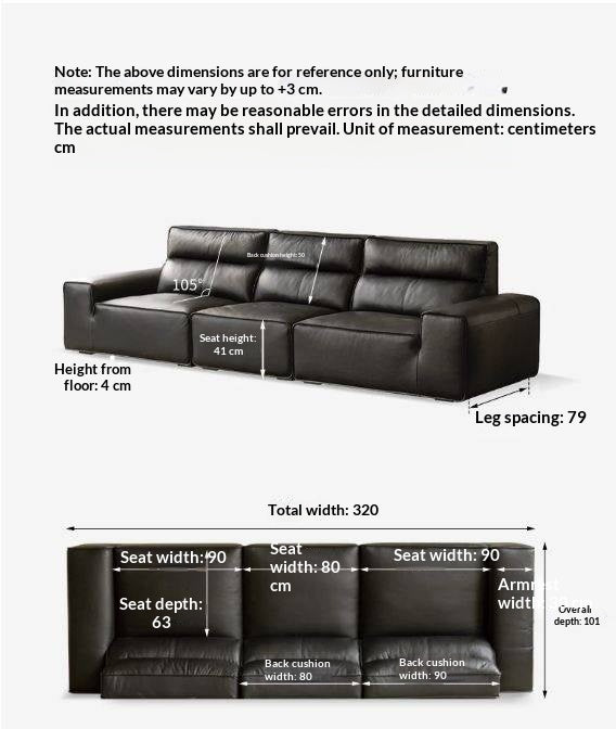 Genuine Leather Deep Seat High-Back Sofa