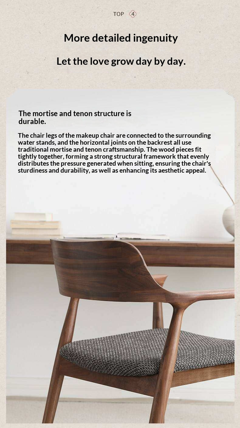 Ash Solid Wood Makeup Chair Dining Chair