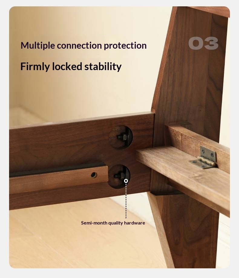 Black Walnut Solid Wood Bed with Top Genuine Leather Upholstery and Nordic High Headboard