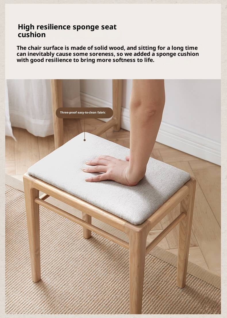 Ash Solid Wood Light Luxury Modern Makeup Stool