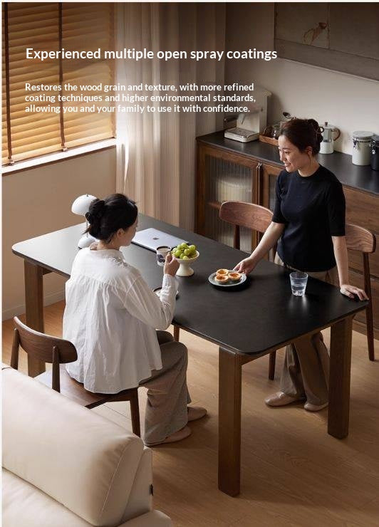 Oak Solid Wood Restaurant Light Luxury Style Rock Slab Long Table