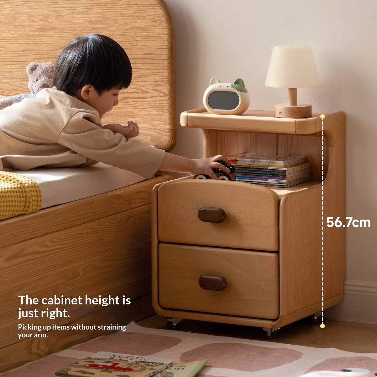 Beech Solid Wood Children's Nightstand Modern Minimalist