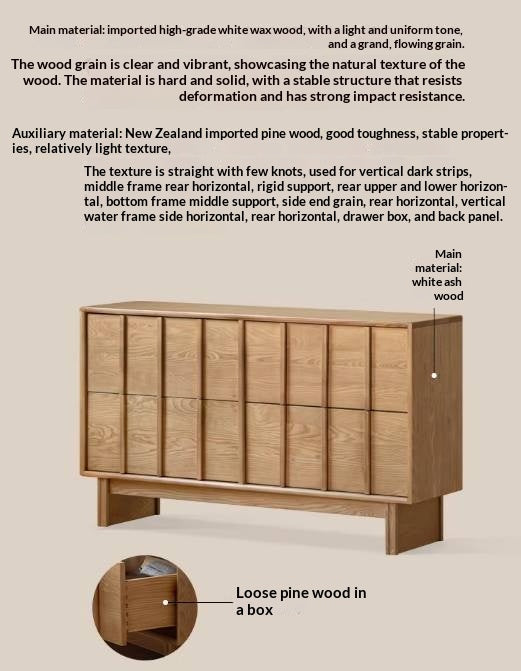 Ash Solid Wood Wabi-sabi Style Four-Drawer Chest