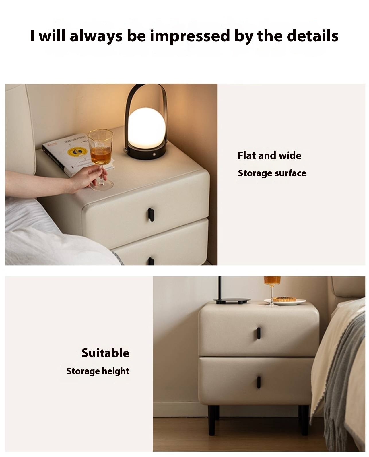 Cream Upholstered Nightstand