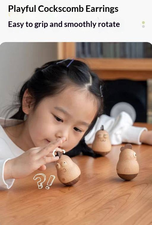 Beech, Black Walnut Solid Wood Tumbler Desk Ornament with Simple Creative Design