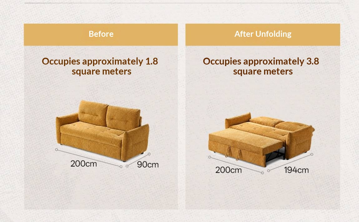 Chenille Sleeper Sofa with Pull-Out Bed Extension