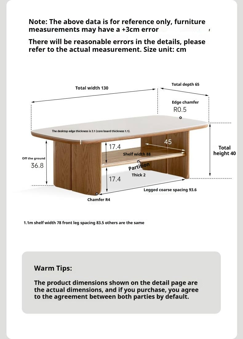 Oak Solid Wood Modern Slab Coffee Table