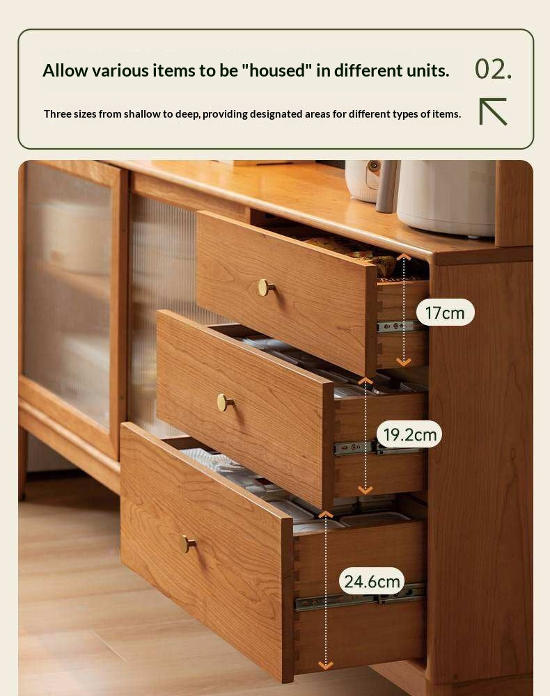 Cherry Solid Wood Sideboard High Cabinet Multi-Functional Buffet