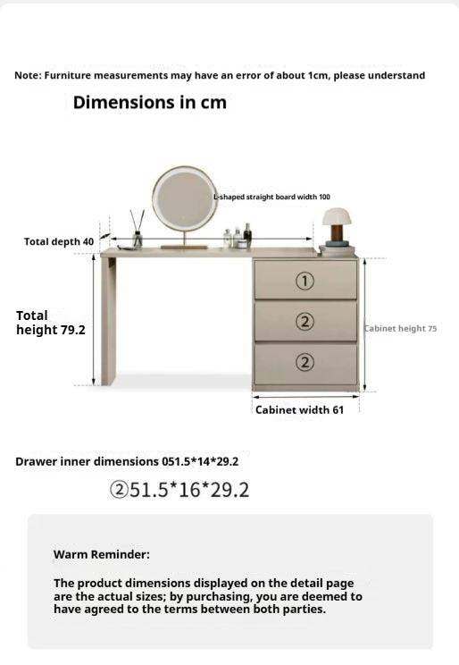 Tulipwood , Oak Solid Wood Telescopic Vanity Table Three Drawers