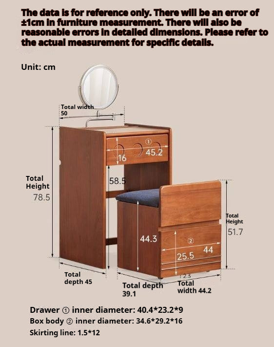 Solid Tulipwood Classic Vintage Vanity Table.
