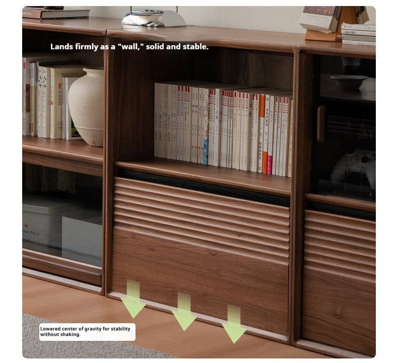 Sandalwood, Oak, Black Walnut, Ash Solid Wood Light Luxury Style Module Bookcase