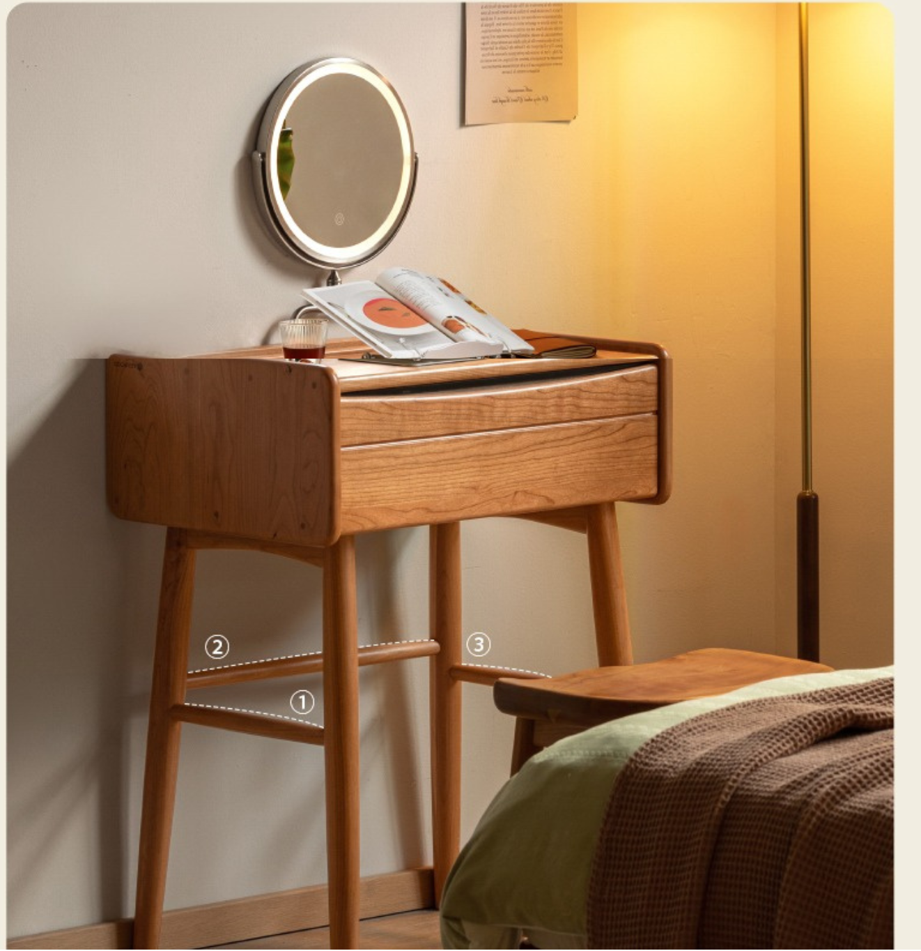 Cherry Solid Wood Small Vanity Table.