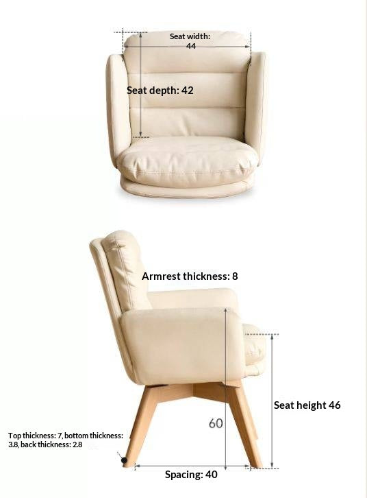 Beech Solid Wood Leather Soft Backrest Chair