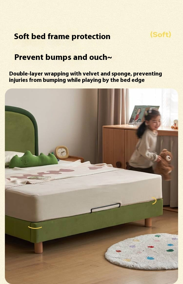 Fabric Children's Bed High Head Soft Bed