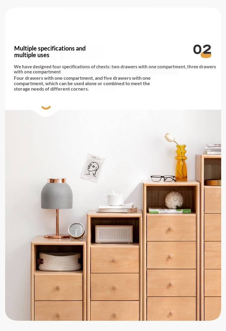 European Beech Solid Wood Storage Side Cabinet Combination