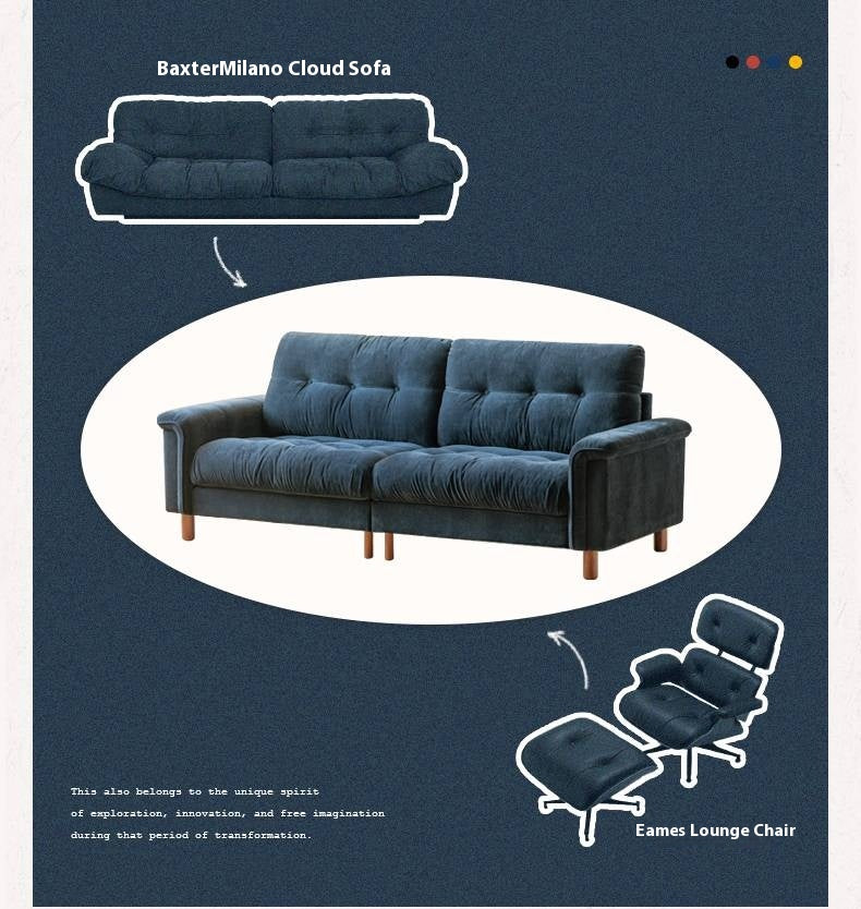Fabric Chenille High Back Sofa Retro.