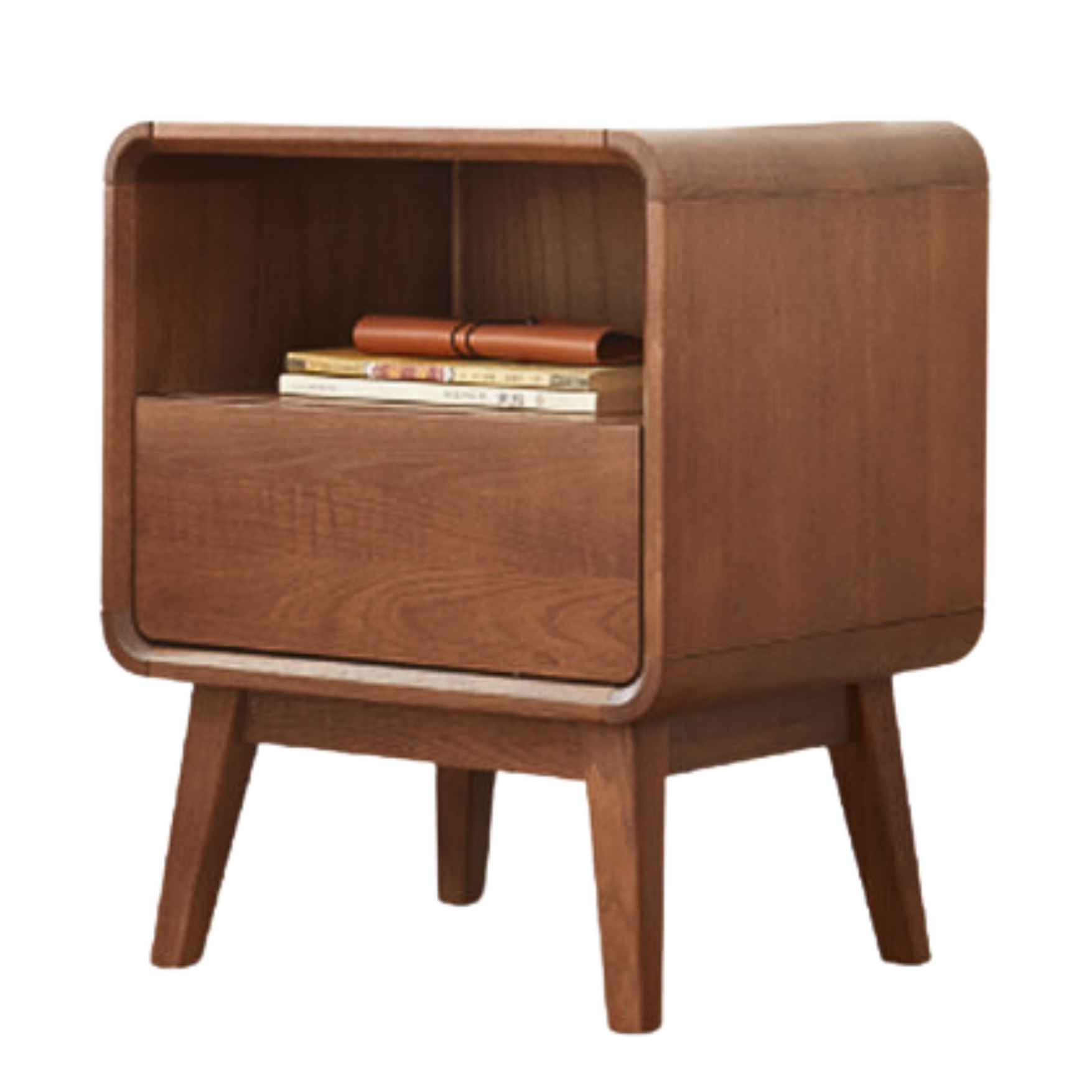 Black Walnut, Ash Solid Wood Modern Nightstand: