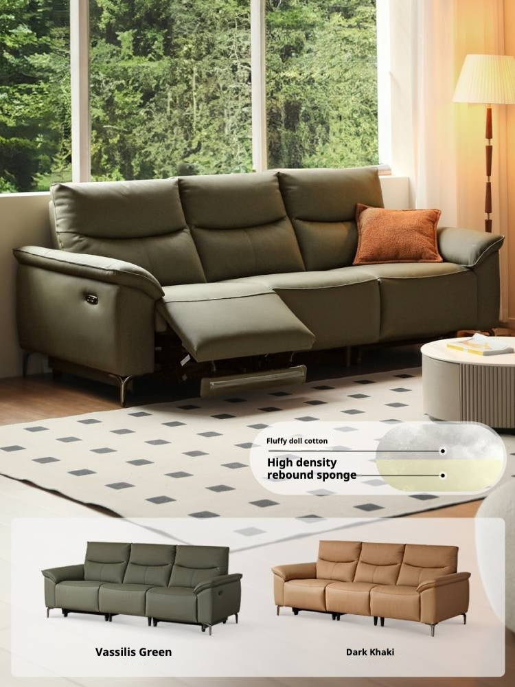 Leather Electric Head Layer Leather Adjustable Function Sofa.