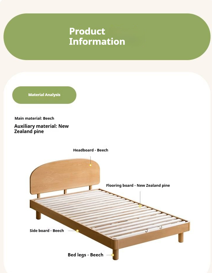 Beech Solid Wood Modern Children's Single Bed