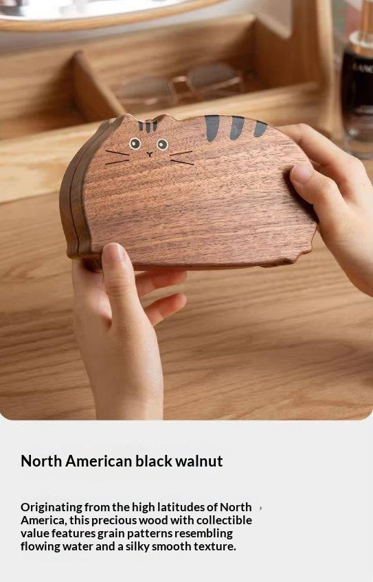 Cherry, Black Walnut Solid Wood Portable Jewelry Box with Multi-Compartment Storage