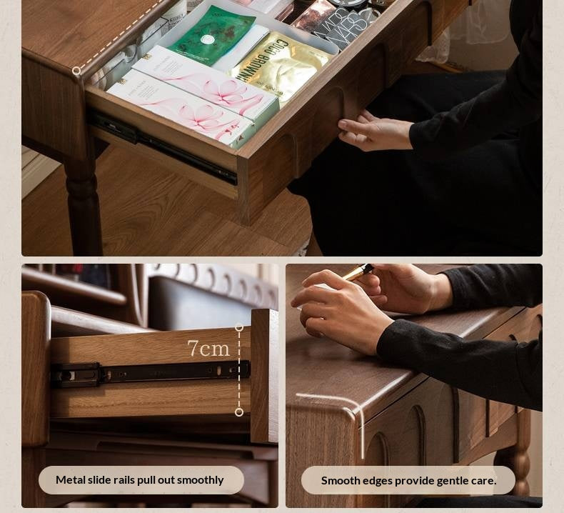 Black Walnut Solid Wood French Retro Multifunctional Vanity Table