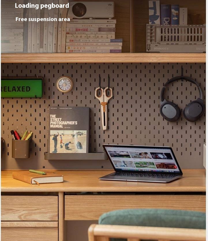 Oak Solid Wood Modern Computer Desk With Shelf