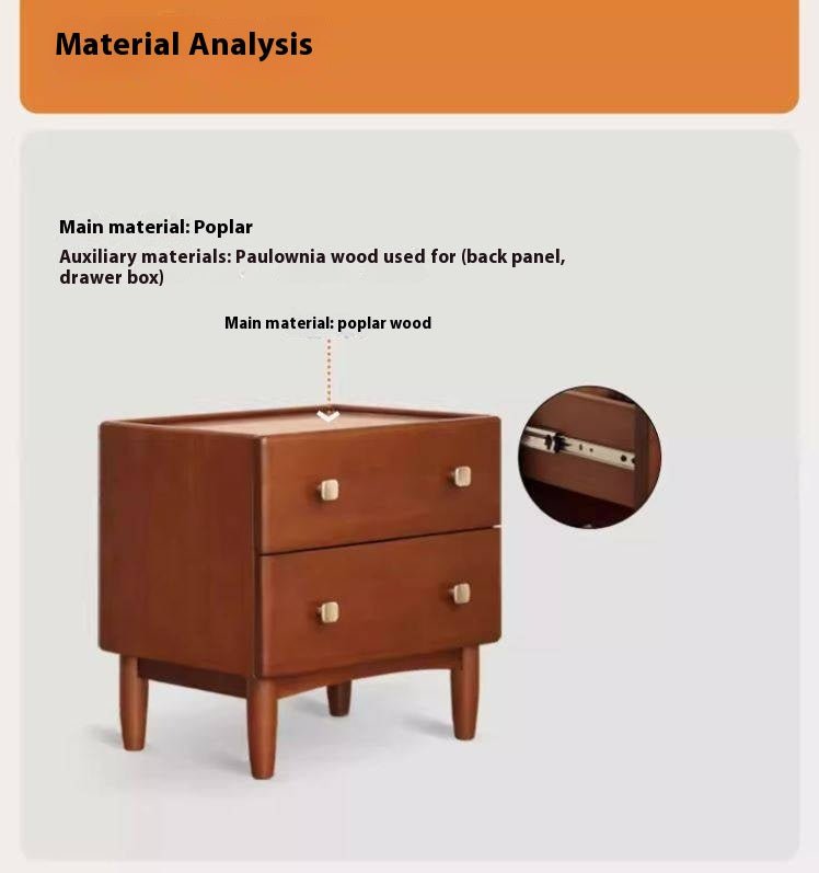 Poplar, Birch Solid Wood Retro Style Nightstand