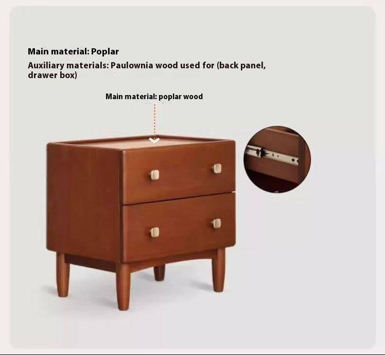 Poplar, Birch Solid Wood Retro Style Nightstand
