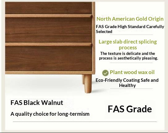 Black Walnut, Oak Solid Wood Glass Display Cabinet with Drawers