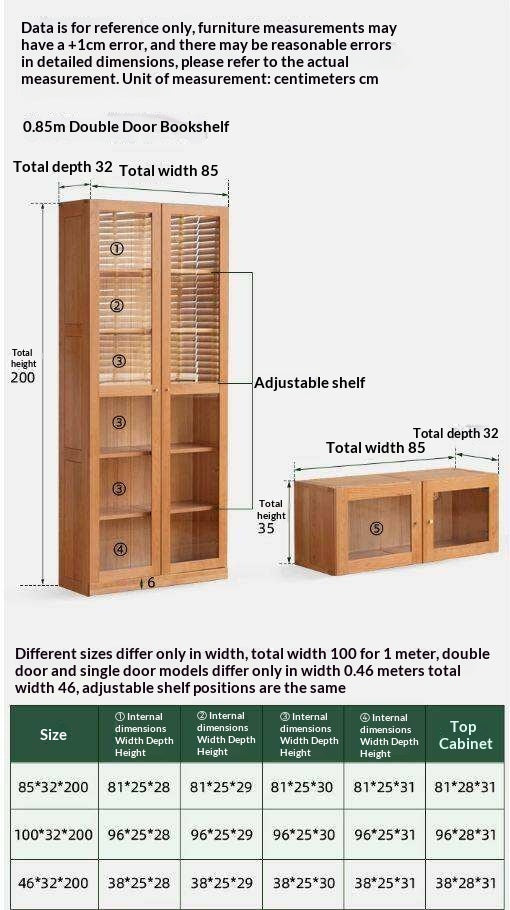 Cherry Solid Wood Bookcase Floor-Standing Free Combination Bookshelf