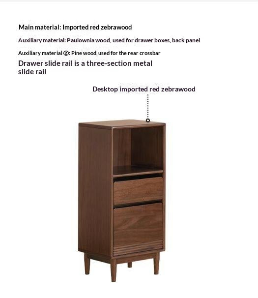 Red Zebrawood Solid Wood Modern Side Cabinet