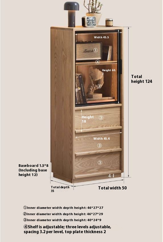 Ash Solid Wood Modern Side Cabinet.