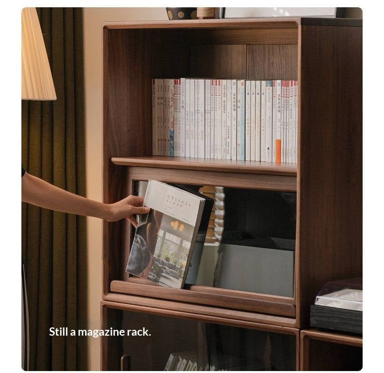 Sandalwood, Oak, Black Walnut, Ash Solid Wood Light Luxury Style Module Bookcase