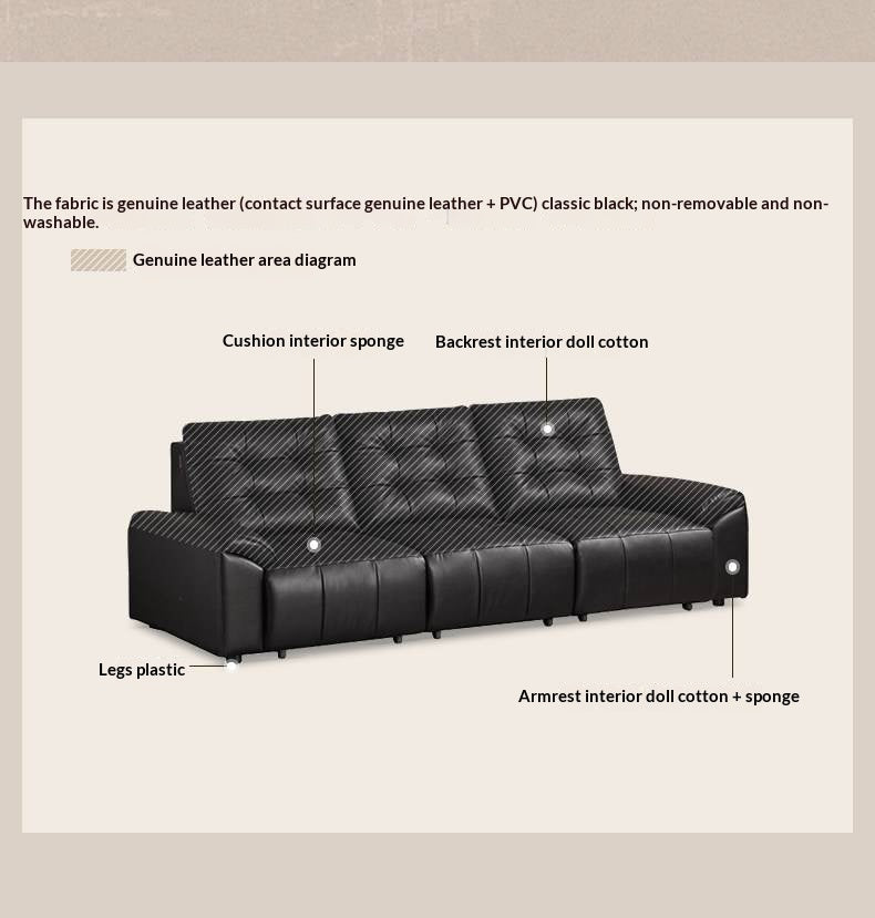 Genuine Leather Tufted Pull-Out Sleeper Sofa with Storage Chaise