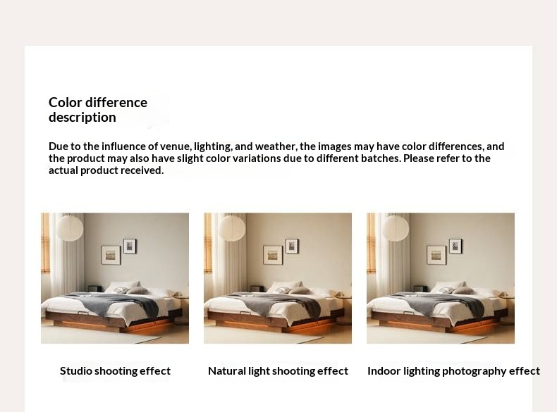 Beech Solid Wood Platform Bed, Headboard-Free Bed