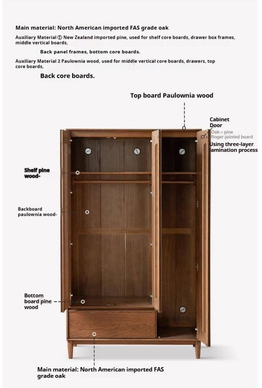 Oak Solid Wood Modern Off-Floor Wardrobe.