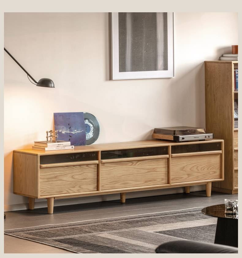 Ash Solid Wood Floor TV Cabinet