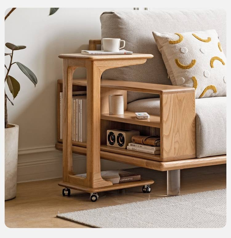 Oak Solid Wood Modern Minimalist Movable Nightstand