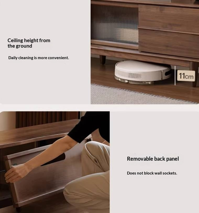 Black Walnut, Sandalwood, Ash Solid Wood Modern TV Cabinet