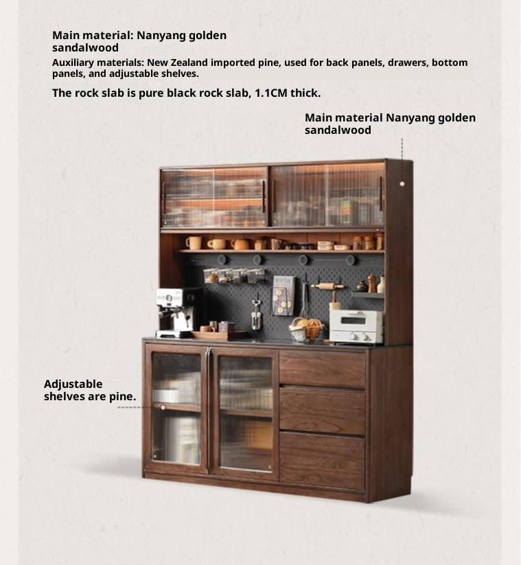 Sandalwood Solid Wood Rock Board Modern Sideboard