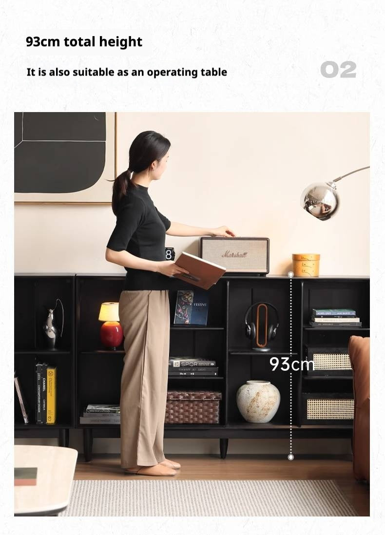 Oak Solid Wood Black Modern Bookcase