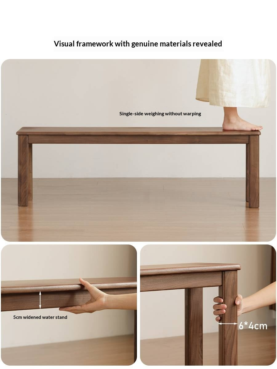 Black Walnut, Oak, Sandalwood, Ash, Solid Rubberwood Nordic Long Bench