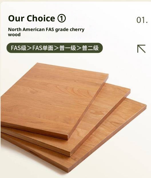 Set 4 pcs Cherry, Ash Solid Wood Artistic Retro Style Dining Chair