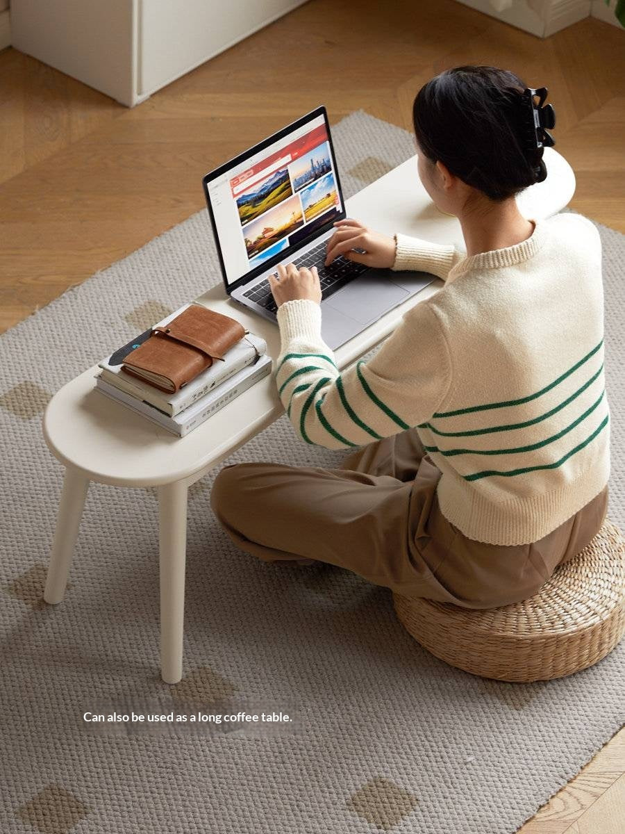 Solid Rubberwood French Cream Style Long Bench