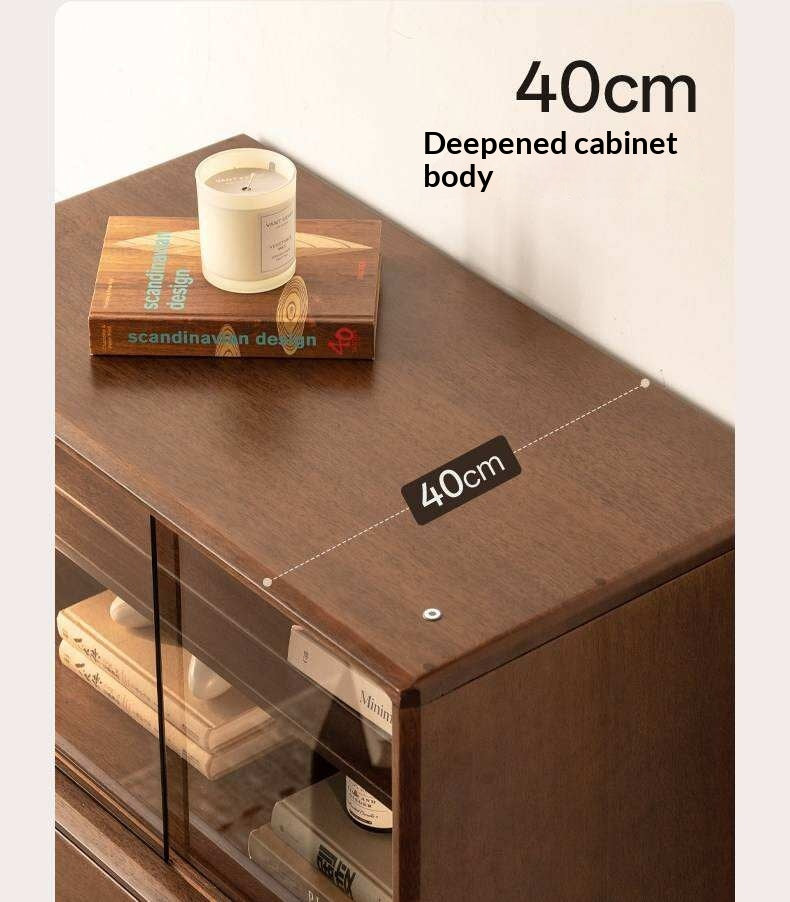 Golden Pear solid wood Side Cabinet with Enclosed Storage and Display Shelves