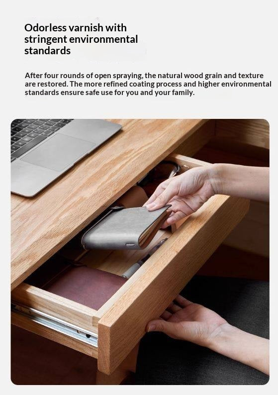 Oak Solid Wood L-shaped Corner Office Desk