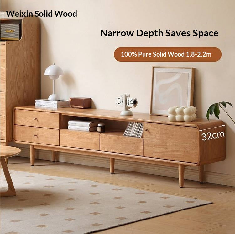 Solid Rubberwood Scandinavian TV Stand