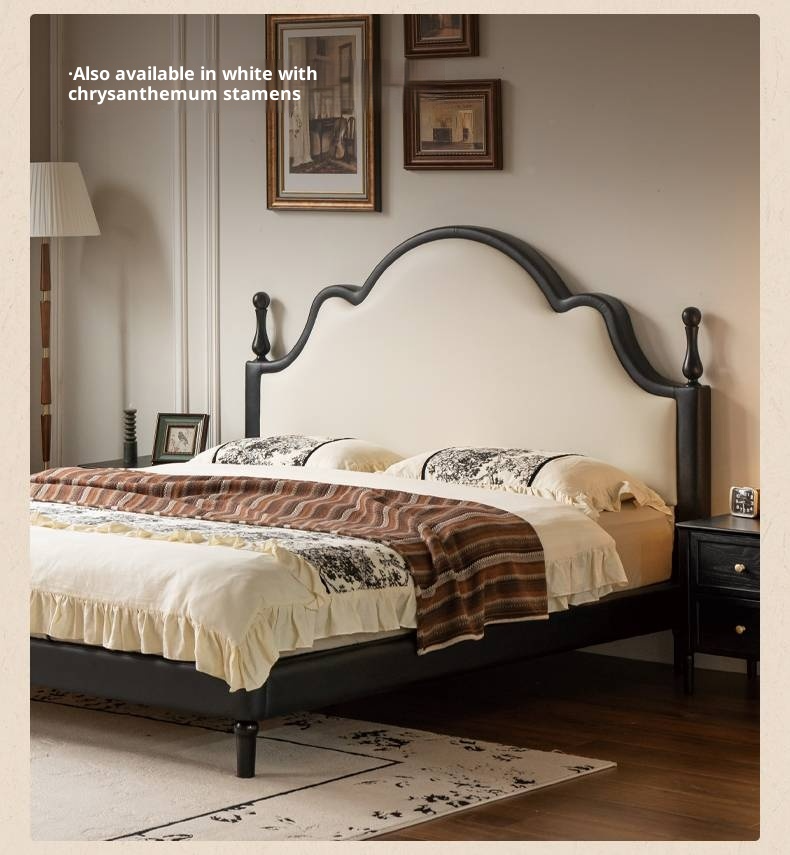 Fabric Soft Velvet Bed French Retro Style